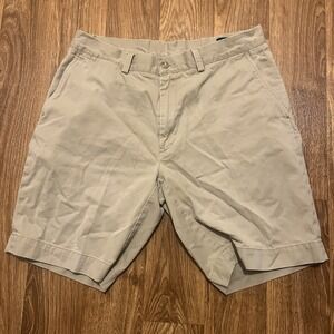 Polo Ralph Lauren Shorts Men 32 Tan Khaki Flat Front‎ Chino